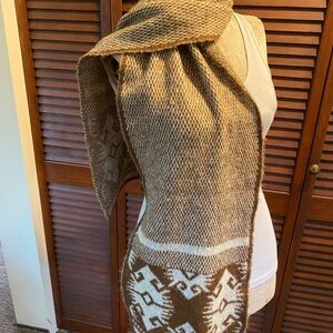 United Colors Of Benetton Brown and Cream Knit Scarf Made in Italy